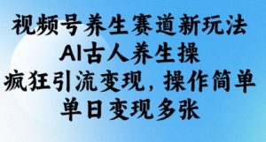 视频号养生赛道新玩法,AI古人养生操,疯狂引流变现,操作简单,单日变现多张-全网第一网赚项目资源库-中赚网 & 中创网 & 冒泡网 & 福缘网 - 小本轻创业与优质加盟项目首选平台