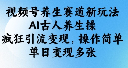 视频号养生赛道新玩法，AI古人养生操，疯狂引流变现，操作简单，单日变现多张-全网第一网赚项目资源库-中赚网 & 中创网 & 冒泡网 & 福缘网 - 小本轻创业与优质加盟项目首选平台