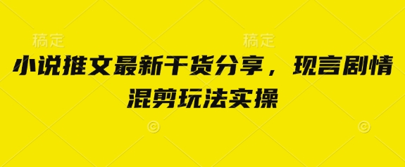 小说推文最新干货分享，现言剧情混剪玩法实操-全网第一网赚项目资源库-中赚网 & 中创网 & 冒泡网 & 福缘网 - 小本轻创业与优质加盟项目首选平台