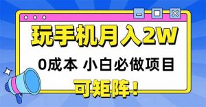 玩玩手机月入20000+,0成本小白必做项目,可矩阵-全网第一网赚项目资源库-中赚网 & 中创网 & 冒泡网 & 福缘网 - 小本轻创业与优质加盟项目首选平台