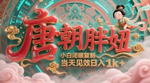 用AI克隆“唐朝胖妞”日更3条，平台疯狂推流，小白闭眼复制，当天见效，日入1k+-全网第一网赚项目资源库-中赚网 & 中创网 & 冒泡网 & 福缘网 - 小本轻创业与优质加盟项目首选平台