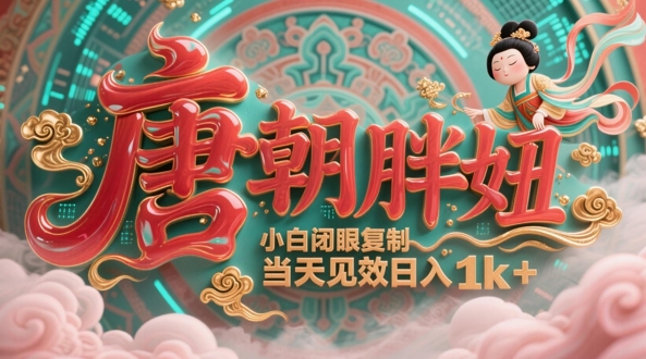 用AI克隆“唐朝胖妞”日更3条，平台疯狂推流，小白闭眼复制，当天见效，日入1k+-全网第一网赚项目资源库-中赚网 & 中创网 & 冒泡网 & 福缘网 - 小本轻创业与优质加盟项目首选平台
