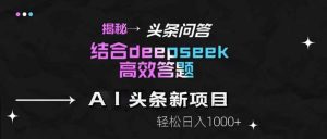揭秘头条问答新玩法!结合deepseek高效答题,轻松日入1000+-全网第一网赚项目资源库-中赚网 & 中创网 & 冒泡网 & 福缘网 - 小本轻创业与优质加盟项目首选平台