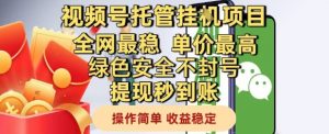 视频号托管挂G项目全网最稳,单价最高,绿色安全不封号提现秒到账,操作简单,收益稳定【揭秘】-全网第一网赚项目资源库-中赚网 & 中创网 & 冒泡网 & 福缘网 - 小本轻创业与优质加盟项目首选平台