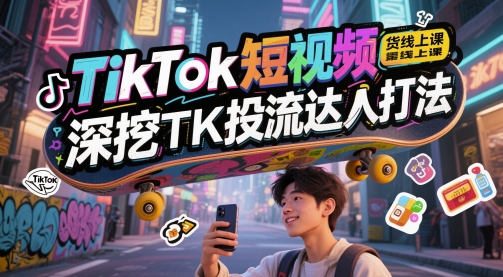 TikTok短视频带货线上课，深挖TK投流达人打法-全网第一网赚项目资源库-中赚网 & 中创网 & 冒泡网 & 福缘网 - 小本轻创业与优质加盟项目首选平台