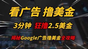 看广告，撸美金！！3分钟赚2.5美金！！日入200美金不是梦！揭秘Google...-全网第一网赚项目资源库-中赚网 & 中创网 & 冒泡网 & 福缘网 - 小本轻创业与优质加盟项目首选平台