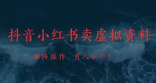 抖音小红书卖虚拟资料，市场需求一直存在，矩阵操作，月入1w+-全网第一网赚项目资源库-中赚网 & 中创网 & 冒泡网 & 福缘网 - 小本轻创业与优质加盟项目首选平台