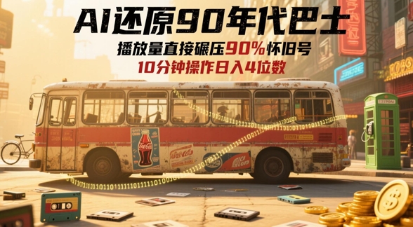 AI还原90年代巴士，一帧就让70后泪崩，播放量直接碾压90%怀旧号，每天操作十分钟，日入四位数-全网第一网赚项目资源库-中赚网 & 中创网 & 冒泡网 & 福缘网 - 小本轻创业与优质加盟项目首选平台