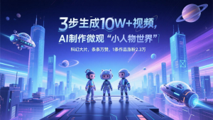 三步生成10W+视频,AI制作微观“小人物世界”科幻大片,条条万赞,1条作品涨粉2.3万-全网第一网赚项目资源库-中赚网 & 中创网 & 冒泡网 & 福缘网 - 小本轻创业与优质加盟项目首选平台