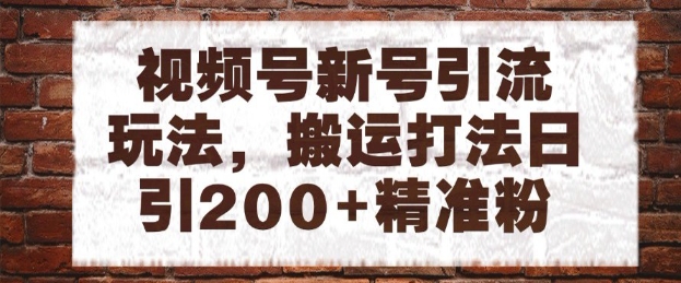 视频号新号引流玩法，搬运打法日引200+精准粉，可矩阵放大【揭秘】-全网第一网赚项目资源库-中赚网 & 中创网 & 冒泡网 & 福缘网 - 小本轻创业与优质加盟项目首选平台