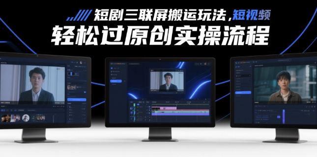 短剧三联屏搬运玩法，短剧搬运轻松过原创实操流程-全网第一网赚项目资源库-中赚网 & 中创网 & 冒泡网 & 福缘网 - 小本轻创业与优质加盟项目首选平台