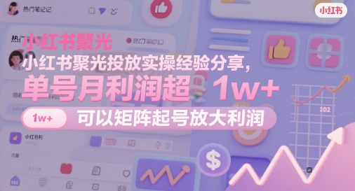 小红书聚光投放实操经验分享，单号月利润超1w+，可以矩阵起号放大利润-全网第一网赚项目资源库-中赚网 & 中创网 & 冒泡网 & 福缘网 - 小本轻创业与优质加盟项目首选平台