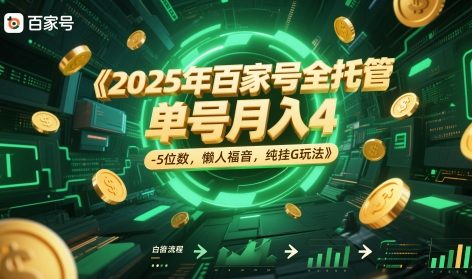 2025年百家号全托管，单号月入4-5位数，懒人福音，纯挂G玩法【揭秘】-全网第一网赚项目资源库-中赚网 & 中创网 & 冒泡网 & 福缘网 - 小本轻创业与优质加盟项目首选平台