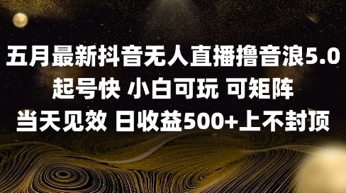 2025五月最新无人直播撸音浪单日产出5张+实操教程【揭秘】-全网第一网赚项目资源库-中赚网 & 中创网 & 冒泡网 & 福缘网 - 小本轻创业与优质加盟项目首选平台
