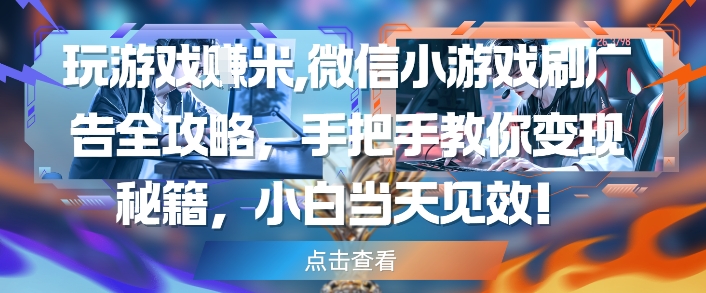 玩游戏挣米，微信小游戏刷广告全攻略，手把手教你变现秘籍，小白当天见效-全网第一网赚项目资源库-中赚网 & 中创网 & 冒泡网 & 福缘网 - 小本轻创业与优质加盟项目首选平台