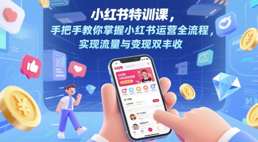 小红书特训课，手把手教你掌握小红书运营全流程，实现流量与变现双丰收-全网第一网赚项目资源库-中赚网 & 中创网 & 冒泡网 & 福缘网 - 小本轻创业与优质加盟项目首选平台