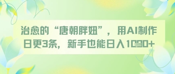 治愈的“唐朝胖妞”，用AI制作日更3条，新手也能日入多张-全网第一网赚项目资源库-中赚网 & 中创网 & 冒泡网 & 福缘网 - 小本轻创业与优质加盟项目首选平台