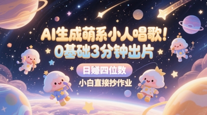 AI生成萌系小人唱歌，0基础3分钟出片，28个作品涨粉8.9W，单条最高19W赞，日入四位数，小白直接抄作业-全网第一网赚项目资源库-中赚网 & 中创网 & 冒泡网 & 福缘网 - 小本轻创业与优质加盟项目首选平台