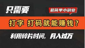 只需要打字，打码，就能赚钱？简单的赚钱小副业，利用碎片时间，月入过万-全网第一网赚项目资源库-中赚网 & 中创网 & 冒泡网 & 福缘网 - 小本轻创业与优质加盟项目首选平台