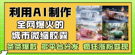 利用AI制作全网爆火的城市微缩胶囊，条条爆款， 多平台分发，疯狂涨粉变现-全网第一网赚项目资源库-中赚网 & 中创网 & 冒泡网 & 福缘网 - 小本轻创业与优质加盟项目首选平台