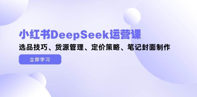 小红书DeepSeek运营课，选品技巧、货源管理、定价策略、笔记封面制作-全网第一网赚项目资源库-中赚网 & 中创网 & 冒泡网 & 福缘网 - 小本轻创业与优质加盟项目首选平台