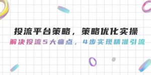 投流平台策略,策略优化实操,解决投流5大痛点,4步实现精准引流-全网第一网赚项目资源库-中赚网 & 中创网 & 冒泡网 & 福缘网 - 小本轻创业与优质加盟项目首选平台