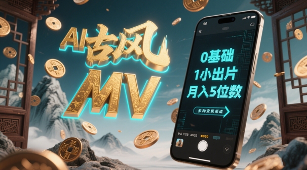 AI一键生成古风音乐MV，0剪辑基础1小时出片，多种变现渠道，一部手机月入5位数-全网第一网赚项目资源库-中赚网 & 中创网 & 冒泡网 & 福缘网 - 小本轻创业与优质加盟项目首选平台