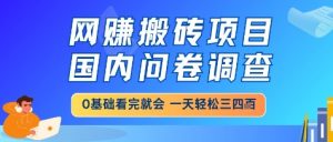 网创搬砖项目,国内问卷调查,小白轻松上手,一天三四张的也不难,干就完了【揭秘】-全网第一网赚项目资源库-中赚网 & 中创网 & 冒泡网 & 福缘网 - 小本轻创业与优质加盟项目首选平台