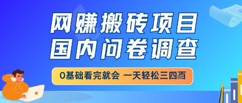 网创搬砖项目，国内问卷调查，小白轻松上手，一天三四张的也不难，干就完了【揭秘】-全网第一网赚项目资源库-中赚网 & 中创网 & 冒泡网 & 福缘网 - 小本轻创业与优质加盟项目首选平台