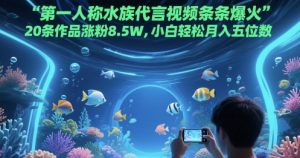 第一人称水族代言视频条条爆火，20条作品涨粉8.5W，小白轻松月入五位数-全网第一网赚项目资源库-中赚网 & 中创网 & 冒泡网 & 福缘网 - 小本轻创业与优质加盟项目首选平台