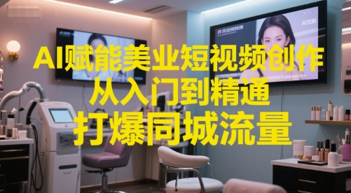 AI赋能美业短视频创作，从入门到精通，打爆同城流量，超级AI工具短视频实操落地-全网第一网赚项目资源库-中赚网 & 中创网 & 冒泡网 & 福缘网 - 小本轻创业与优质加盟项目首选平台