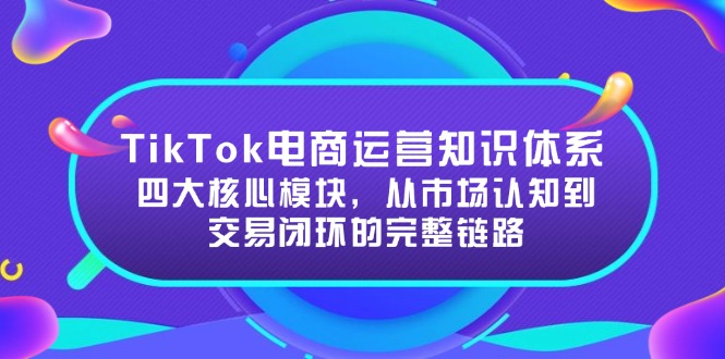 TikTok电商运营知识体系：四大核心模块，从市场认知到交易闭环的完整链路-全网第一网赚项目资源库-中赚网 & 中创网 & 冒泡网 & 福缘网 - 小本轻创业与优质加盟项目首选平台