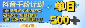 2025抖音千粉计划3.0版,无脑操作,快速涨粉,迅速变现-全网第一网赚项目资源库-中赚网 & 中创网 & 冒泡网 & 福缘网 - 小本轻创业与优质加盟项目首选平台