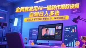 全网首发用AI一键制作爆款视频,自测日入多张,适合大学生宝妈兼职创业,保姆级教程-全网第一网赚项目资源库-中赚网 & 中创网 & 冒泡网 & 福缘网 - 小本轻创业与优质加盟项目首选平台