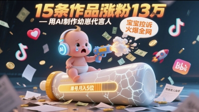 用AI制作幼崽代言人，宝宝的控诉火爆全网，15条作品涨粉13W，单号月入5位数实操教程-全网第一网赚项目资源库-中赚网 & 中创网 & 冒泡网 & 福缘网 - 小本轻创业与优质加盟项目首选平台