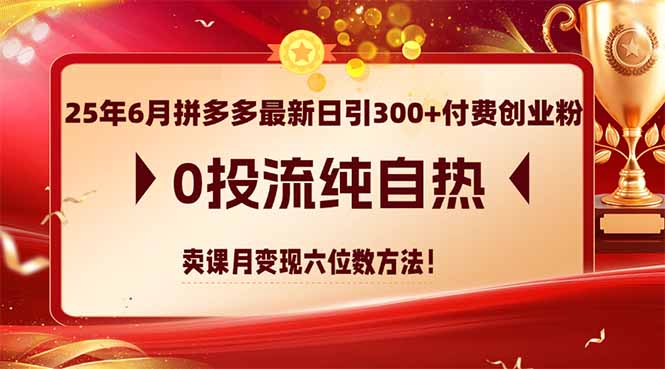 25年6月拼多多最新日引300+付费创业粉，0投流纯自热 卖课月变现六位数方法-全网第一网赚项目资源库-中赚网 & 中创网 & 冒泡网 & 福缘网 - 小本轻创业与优质加盟项目首选平台