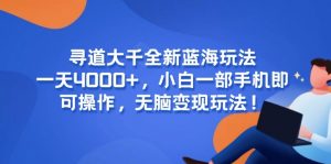 寻道大千全新蓝海玩法,一天4000+,小白一部手机即可操作,无脑变现玩法!-全网第一网赚项目资源库-中赚网 & 中创网 & 冒泡网 & 福缘网 - 小本轻创业与优质加盟项目首选平台