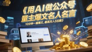 用AI做公众号流量主爆文名人名言,10分钟一篇爆文,最高月入5位数-全网第一网赚项目资源库-中赚网 & 中创网 & 冒泡网 & 福缘网 - 小本轻创业与优质加盟项目首选平台