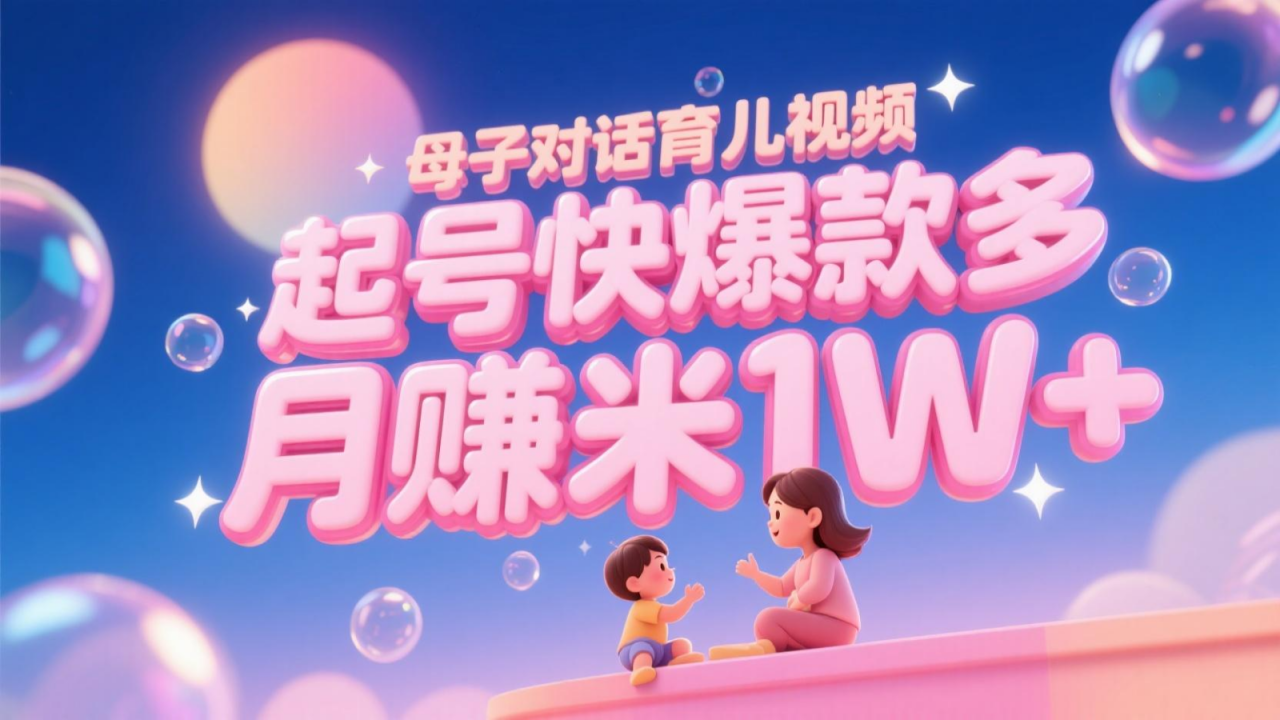 AI生成母子对话育儿类视频，起号快爆款多，小白宝妈轻松学，多渠道变现，月赚米1W+-全网第一网赚项目资源库-中赚网 & 中创网 & 冒泡网 & 福缘网 - 小本轻创业与优质加盟项目首选平台