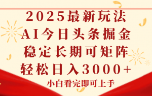 今日头条2025年最新玩法，思路简单，复制粘贴，稳定长期，轻松实现矩...-全网第一网赚项目资源库-中赚网 & 中创网 & 冒泡网 & 福缘网 - 小本轻创业与优质加盟项目首选平台
