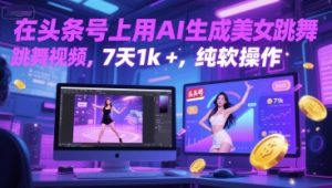 在头条号上用AI生成美女跳舞视频,7天1k+,纯软件操作-全网第一网赚项目资源库-中赚网 & 中创网 & 冒泡网 & 福缘网 - 小本轻创业与优质加盟项目首选平台
