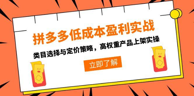 拼多多低成本盈利实战，类目选择与定价策略，高权重产品上架实操-全网第一网赚项目资源库-中赚网 & 中创网 & 冒泡网 & 福缘网 - 小本轻创业与优质加盟项目首选平台