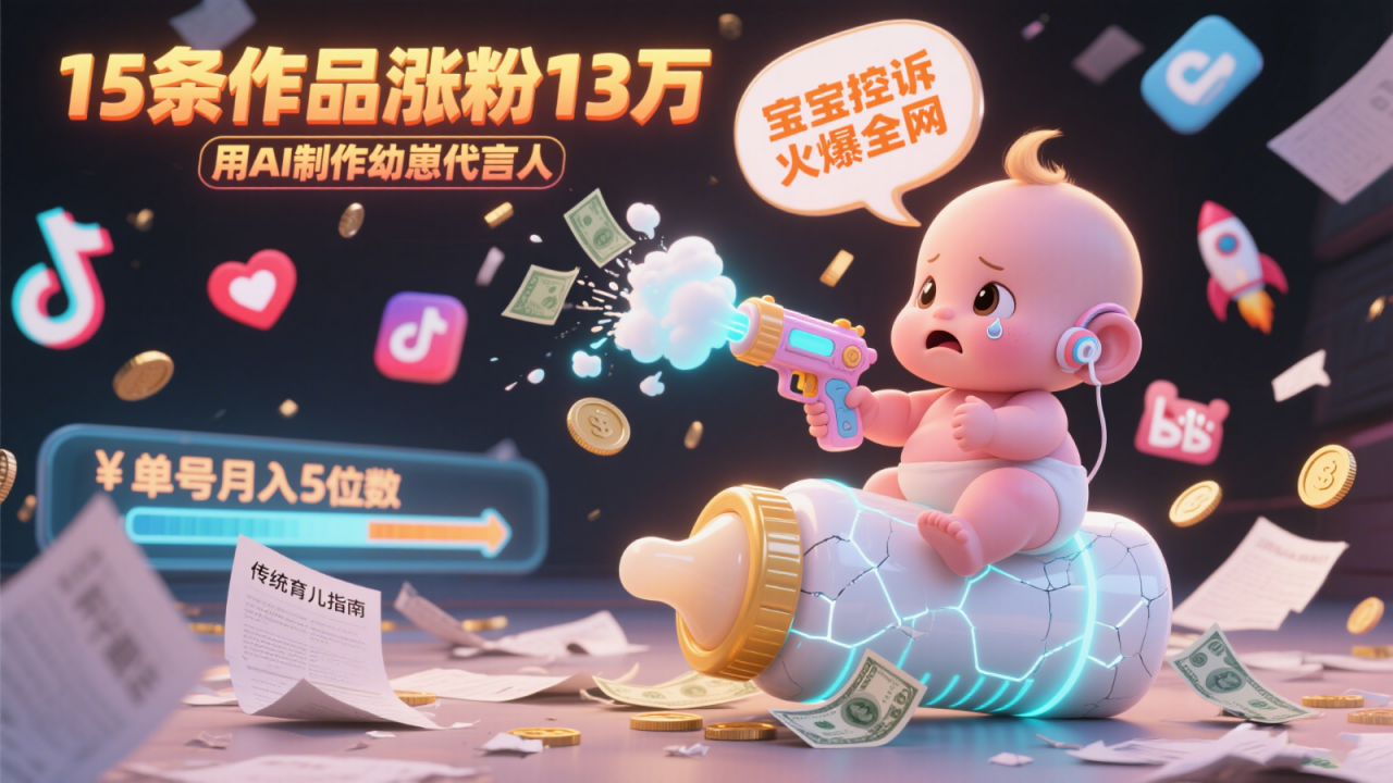 用AI制作幼崽代言人，宝宝的控诉火爆全网，15条作品涨粉13万，单号月入5位数实操教程-全网第一网赚项目资源库-中赚网 & 中创网 & 冒泡网 & 福缘网 - 小本轻创业与优质加盟项目首选平台