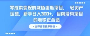 零成本变现的咸鱼虚拟项目, 轻资产运营,新手日入3张+,目前没有项目的老铁正合适-全网第一网赚项目资源库-中赚网 & 中创网 & 冒泡网 & 福缘网 - 小本轻创业与优质加盟项目首选平台