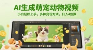 AI生成萌宠动物视频,小白轻松上手,多种变现方式,日入4位数-全网第一网赚项目资源库-中赚网 & 中创网 & 冒泡网 & 福缘网 - 小本轻创业与优质加盟项目首选平台