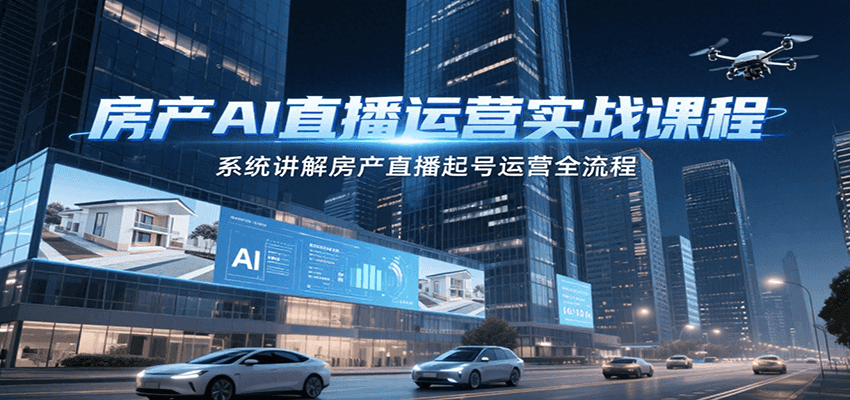 房产AI直播运营实战课程，系统讲解房产直播起号运营全流程-全网第一网赚项目资源库-中赚网 & 中创网 & 冒泡网 & 福缘网 - 小本轻创业与优质加盟项目首选平台