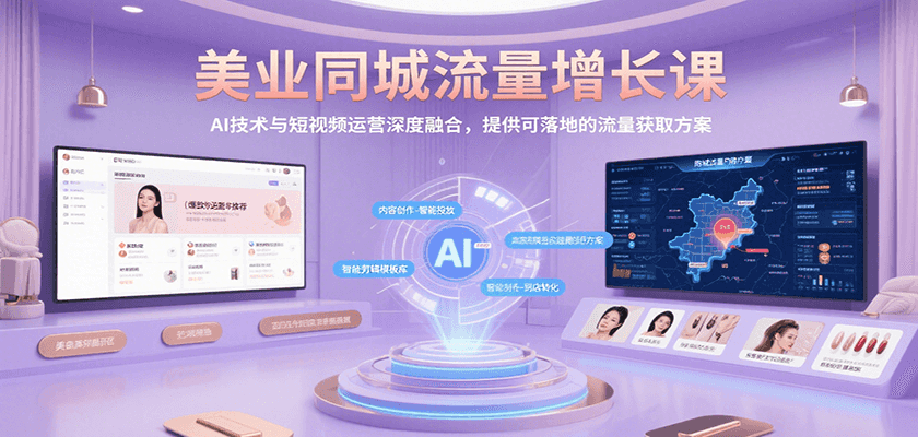 美业同城流量增长课，AI技术与短视频运营深度融合，提供可落地的流量获取方案-全网第一网赚项目资源库-中赚网 & 中创网 & 冒泡网 & 福缘网 - 小本轻创业与优质加盟项目首选平台