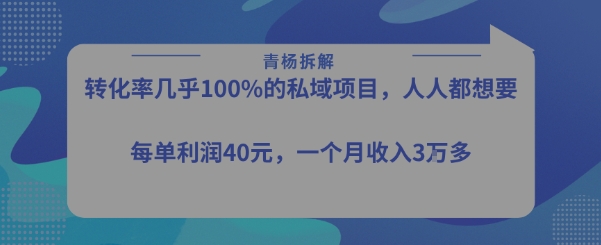 转化率最高的私域项目，每单利润40-50米，月入过1w-全网第一网赚项目资源库-中赚网 & 中创网 & 冒泡网 & 福缘网 - 小本轻创业与优质加盟项目首选平台