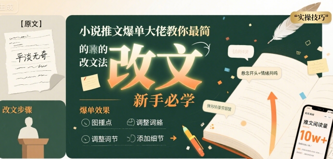 小说推文爆单大佬教你最简单的改文方法实操课，新手必学-全网第一网赚项目资源库-中赚网 & 中创网 & 冒泡网 & 福缘网 - 小本轻创业与优质加盟项目首选平台