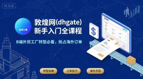 敦煌网(dhgate)新手入门全课程，B端外贸工厂转型必看，抢占海外订单-全网第一网赚项目资源库-中赚网 & 中创网 & 冒泡网 & 福缘网 - 小本轻创业与优质加盟项目首选平台